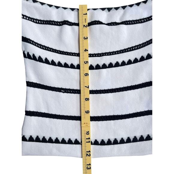 Ronny Kobo White Black Off Shoulder Stretchy Knit Top - Size XS - Picture 6 of 12